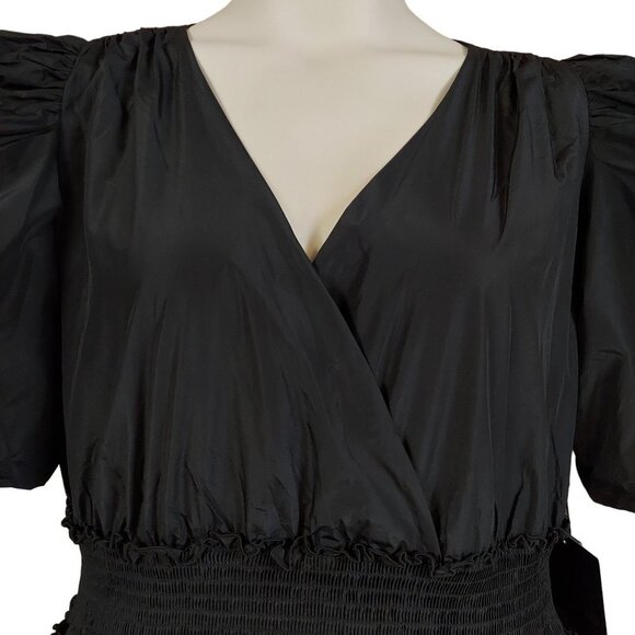 ☆☆SOLD☆☆ Karl Lagerfeld Paris Women's Puff-Sleeve Black Taffeta A-Line Dress - Picture 6 of 10